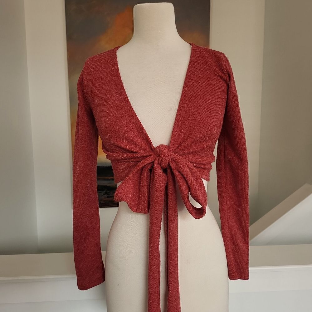 Pretty Garbage Rust/Reddish Sweater Crop Top NWT size S - Picture 2 of 5
